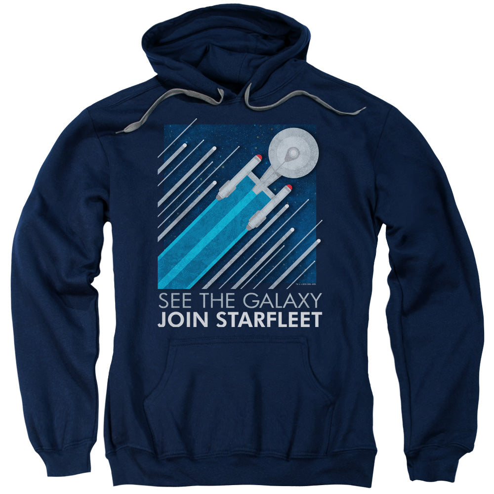 STAR TREK/STARFLEET RECRUITMENT POSTER - ADULT PULLOVER HOODIE - NAVY