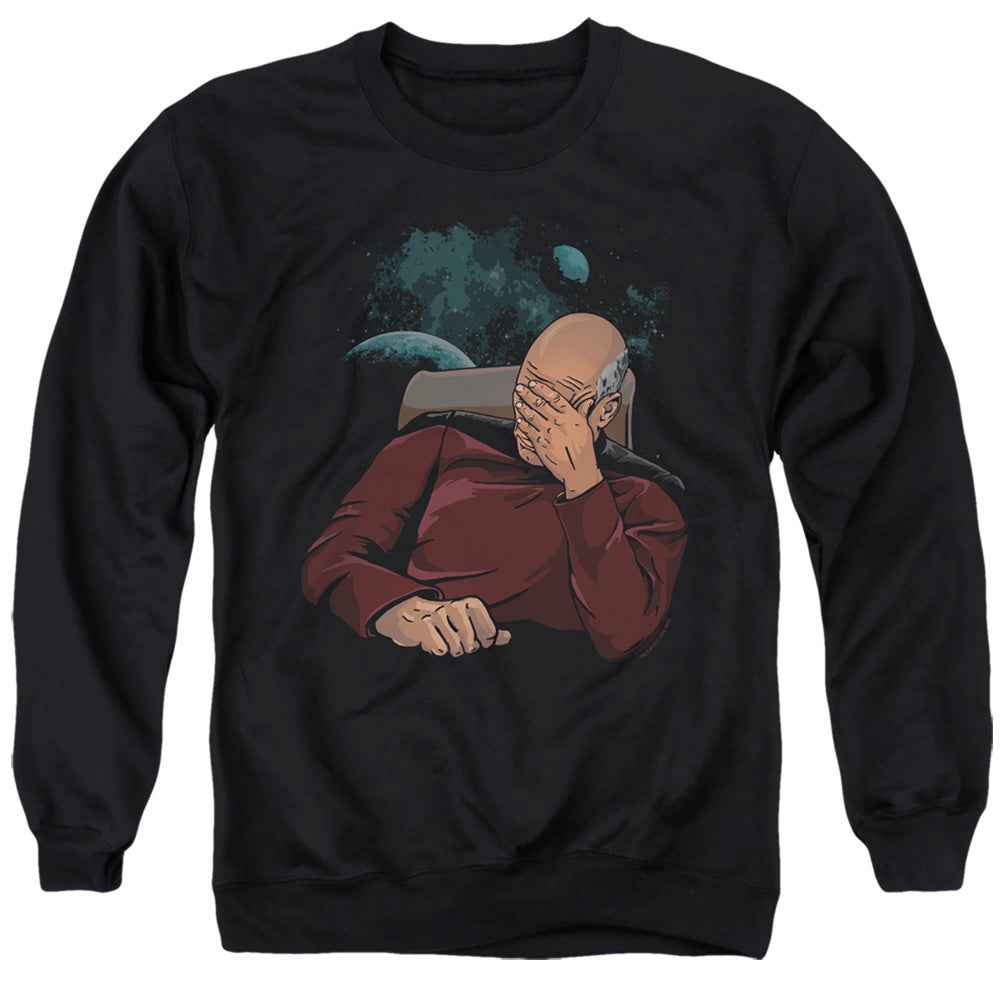 STAR TREK/FACEPALM - ADULT CREWNECK SWEATSHIRT - BLACK