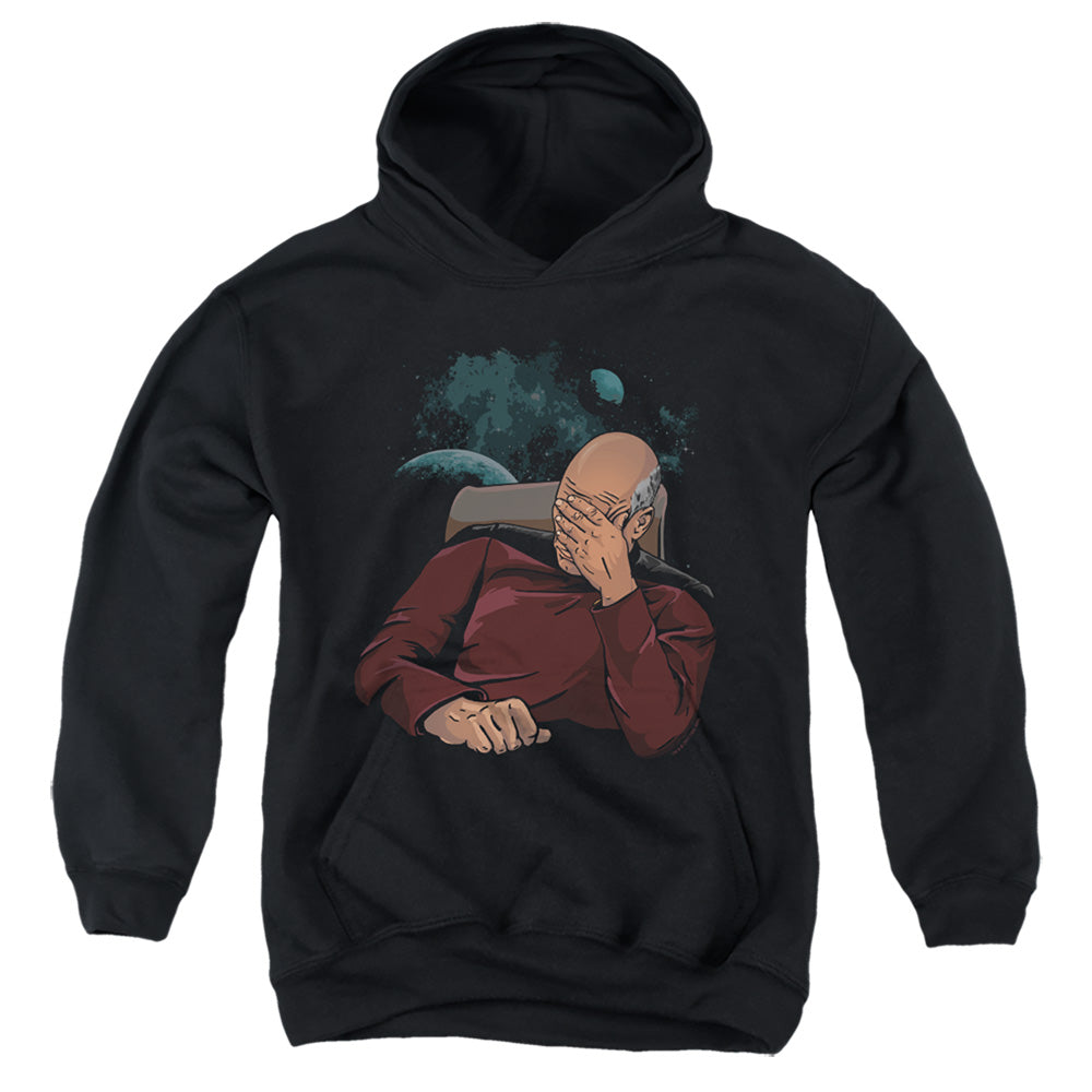 STAR TREK/FACEPALM - YOUTH PULLOVER HOODIE - BLACK
