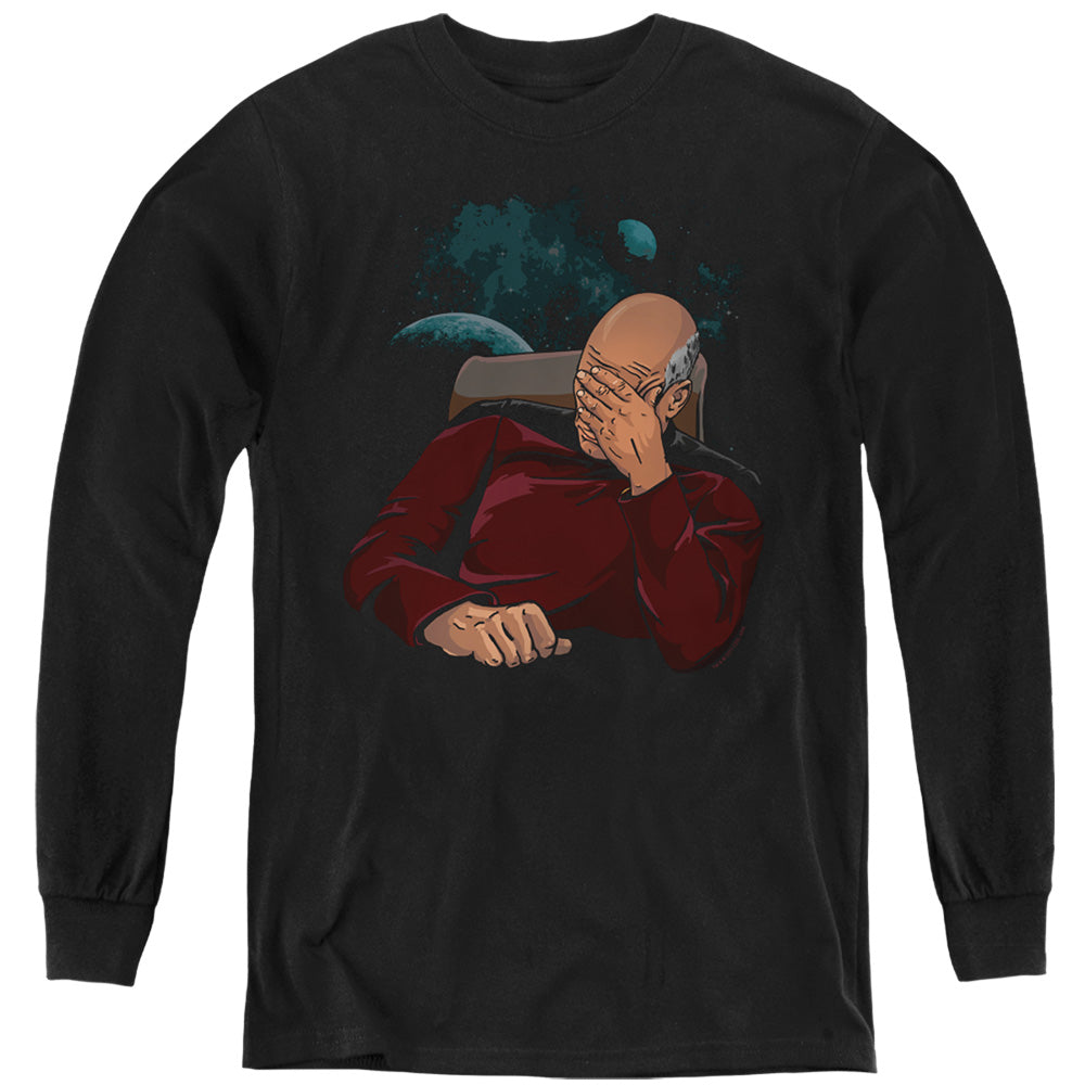 STAR TREK/FACEPALM - YOUTH LONG SLEEVE TEE - BLACK