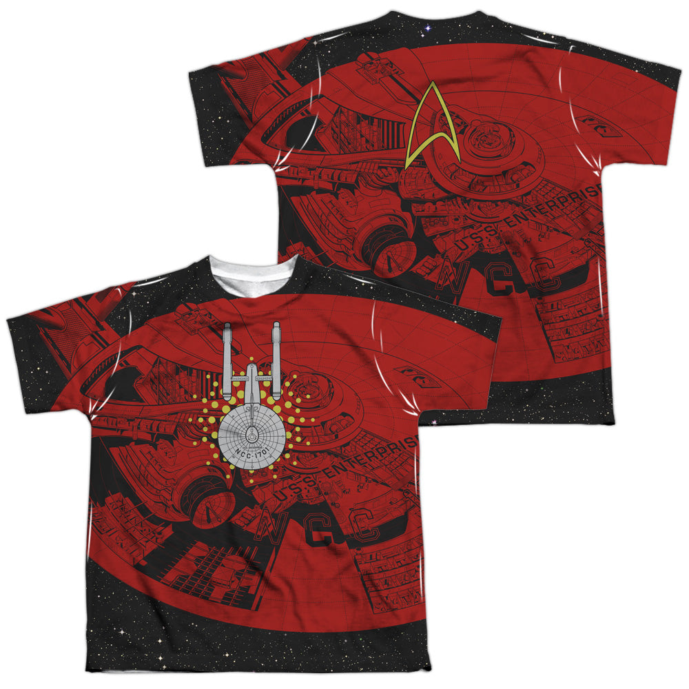 STAR TREK/USS ENTERPRISE SCHEMATIC (FRONT/BACK PRINT) - S/S YOUTH POLY CREW - MULTI