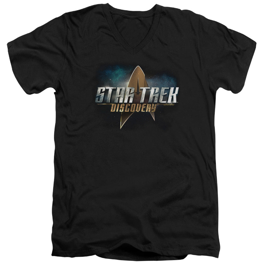 STAR TREK DISCOVERY/DISCOVERY LOGO - S/S ADULT V-NECK 30/1 - BLACK