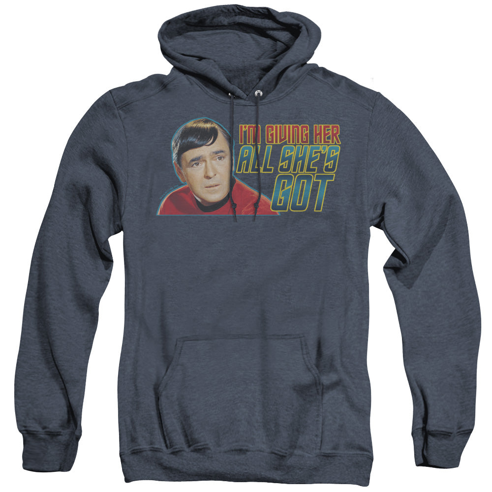 STAR TREK/ALL SHES GOT - ADULT HEATHER HOODIE - NAVY