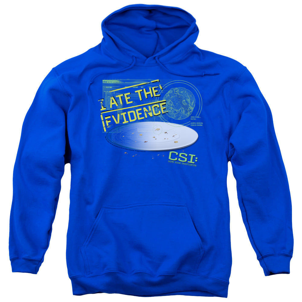 CSI/I ATE THE EVIDENCE - ADULT PULLOVER HOODIE - ROYAL BLUE