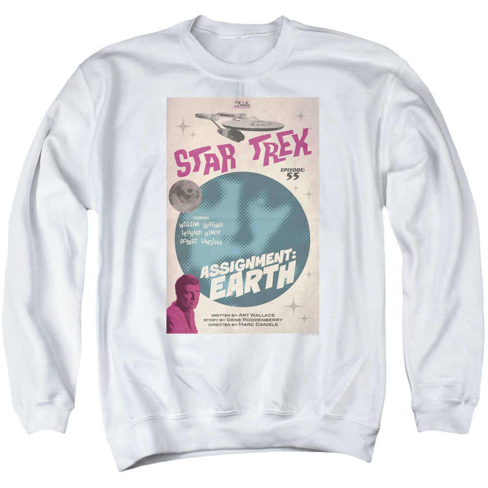 STAR TREK/TOS EPISODE 55 - ADULT CREWNECK SWEATSHIRT - WHITE