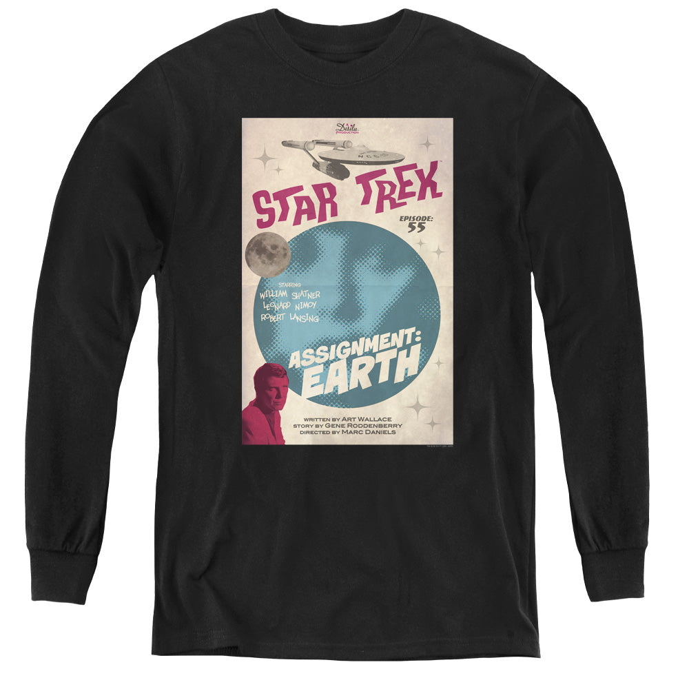 STAR TREK/TOS EPISODE 55 - YOUTH LONG SLEEVE TEE - BLACK