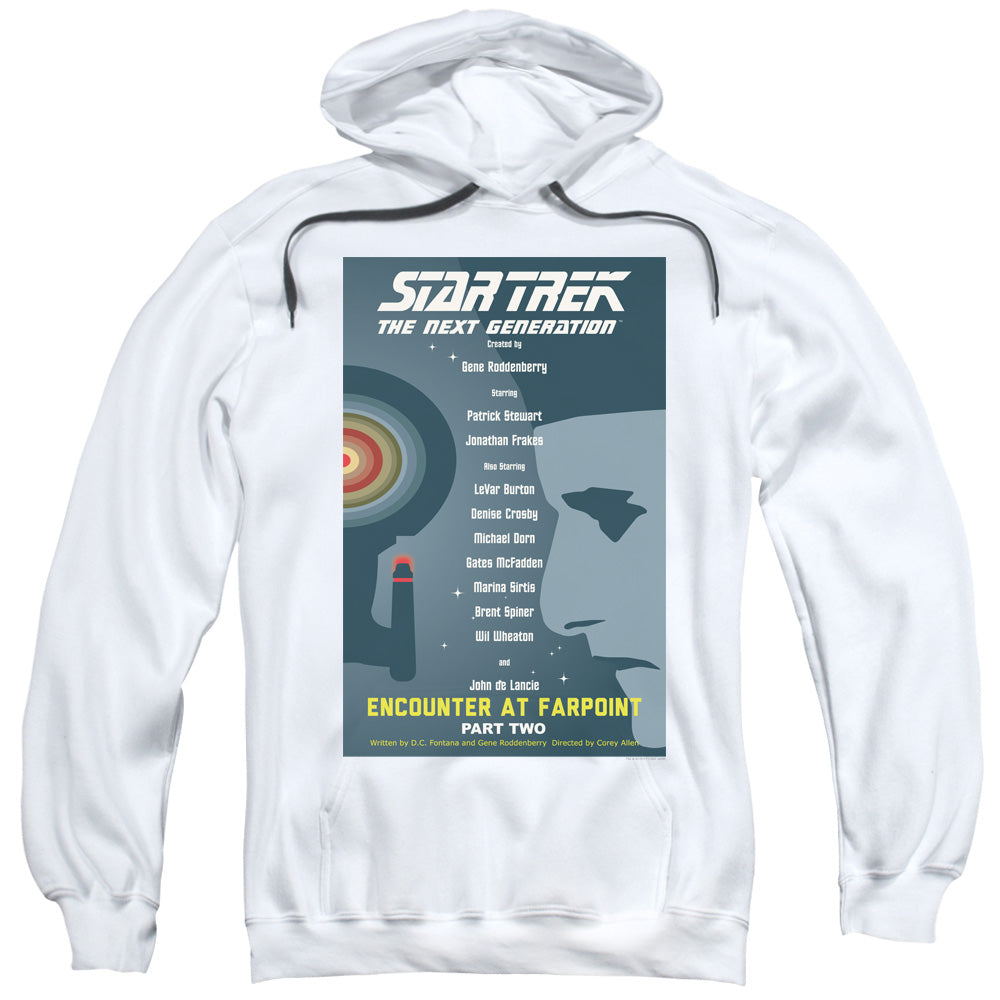STAR TREK/TNG SEASON 1 EPISODE 2 - ADULT PULLOVER HOODIE - WHITE