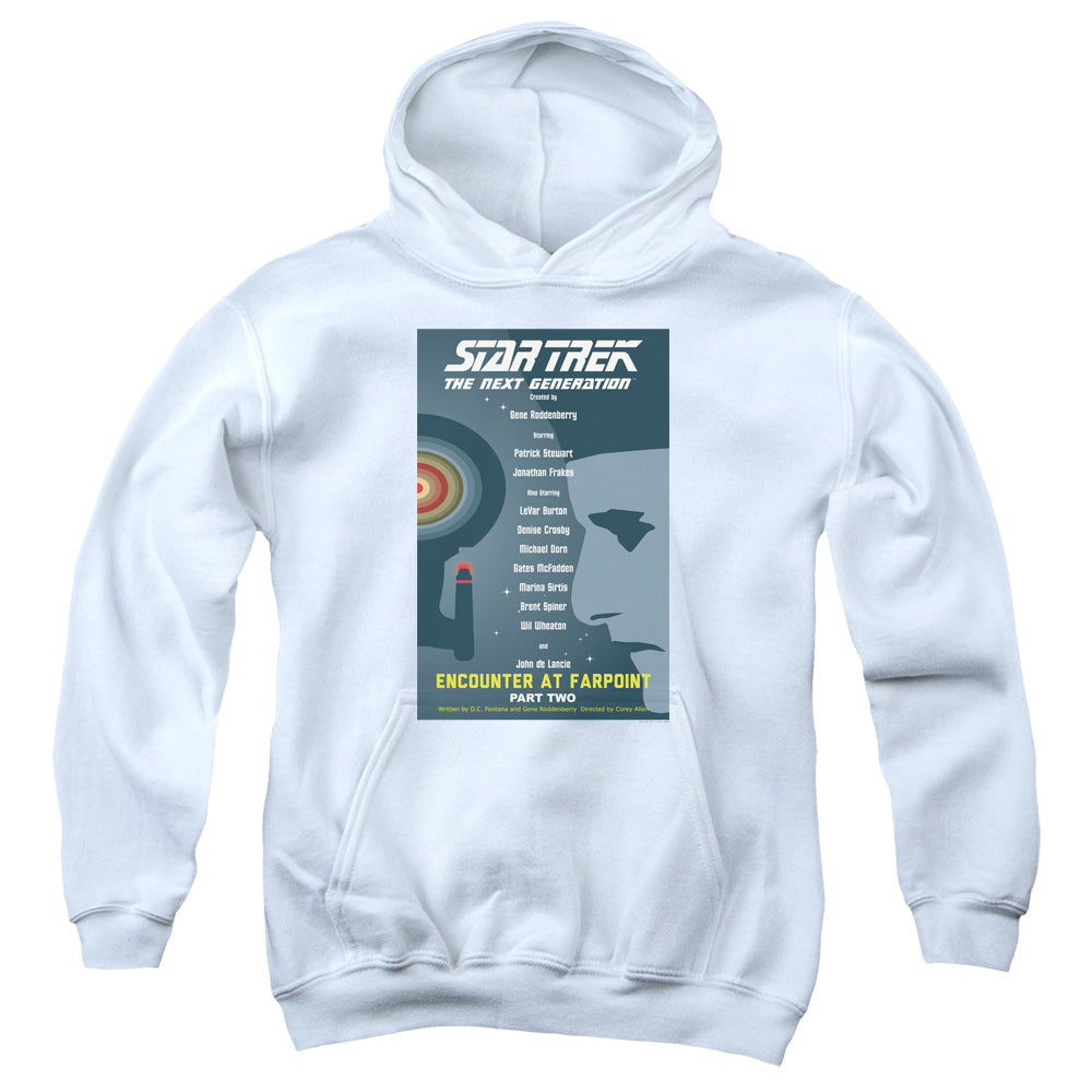 STAR TREK/TNG SEASON 1 EPISODE 2 - YOUTH PULLOVER HOODIE - WHITE