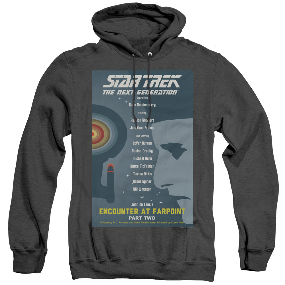 STAR TREK/TNG SEASON 1 EPISODE 2 - ADULT HEATHER HOODIE - BLACK