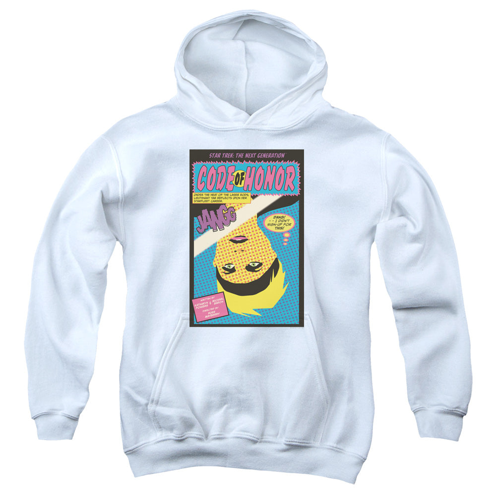 STAR TREK/TNG SEASON 1 EPISODE 4 - YOUTH PULLOVER HOODIE - WHITE