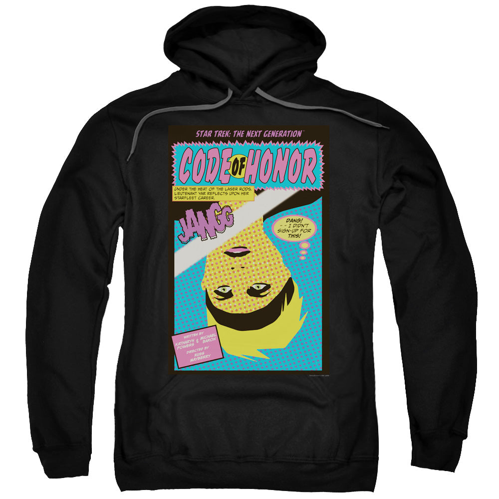 STAR TREK/TNG SEASON 1 EPISODE 4 - ADULT PULLOVER HOODIE - BLACK