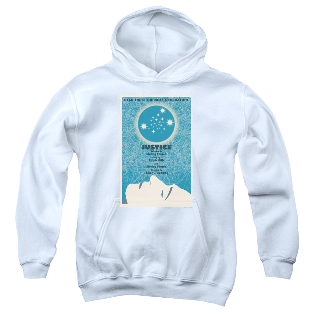 STAR TREK/TNG SEASON 1 EPISODE 8 - YOUTH PULLOVER HOODIE - WHITE