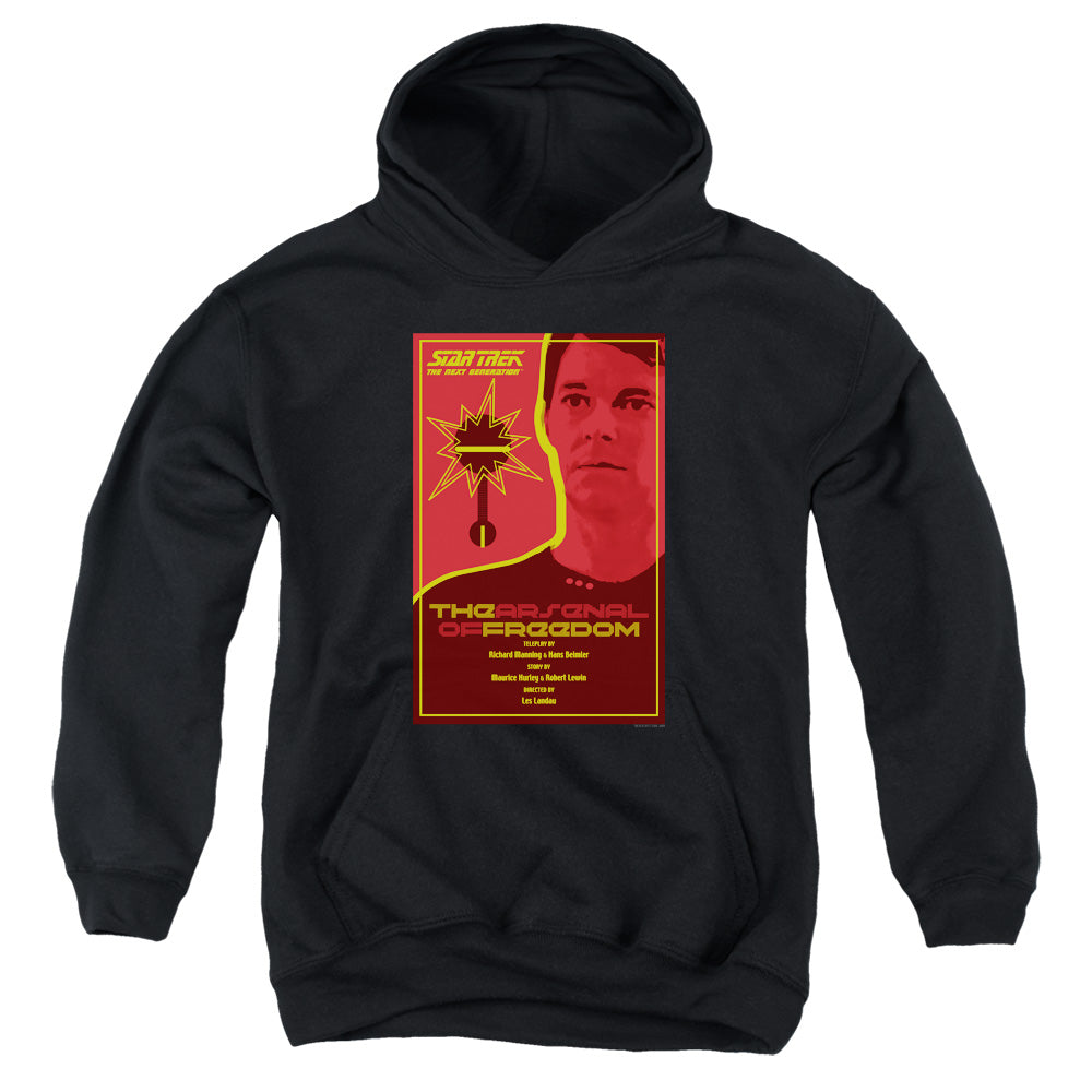 STAR TREK/TNG SEASON 1 EPISODE 21 - YOUTH PULLOVER HOODIE - BLACK