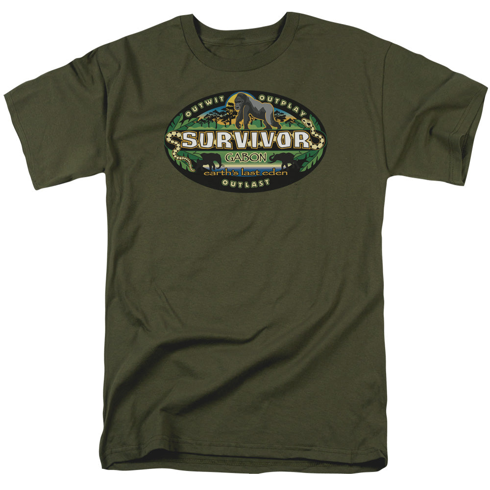SURVIVOR/GABON LOGO - S/S ADULT 18/1 - MILITARY GREEN