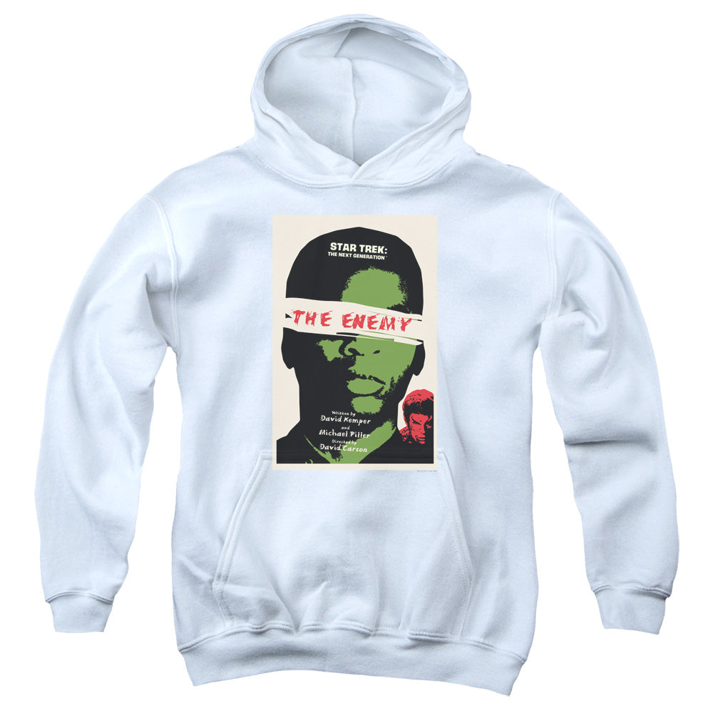 STAR TREK/TNG SEASON 3 EPISODE 7 - YOUTH PULLOVER HOODIE - WHITE