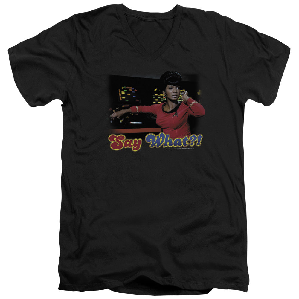 STAR TREK/SAY WHAT - S/S ADULT V-NECK 30/1 - BLACK