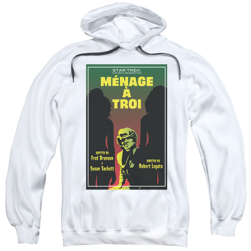 STAR TREK/TNG SEASON 3 EPISODE 24 - ADULT PULLOVER HOODIE - WHITE
