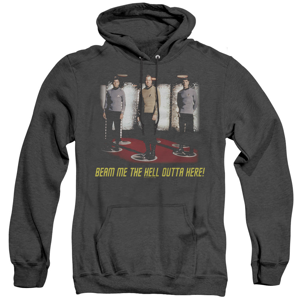 STAR TREK/BEAM ME OUT - ADULT HEATHER HOODIE - BLACK