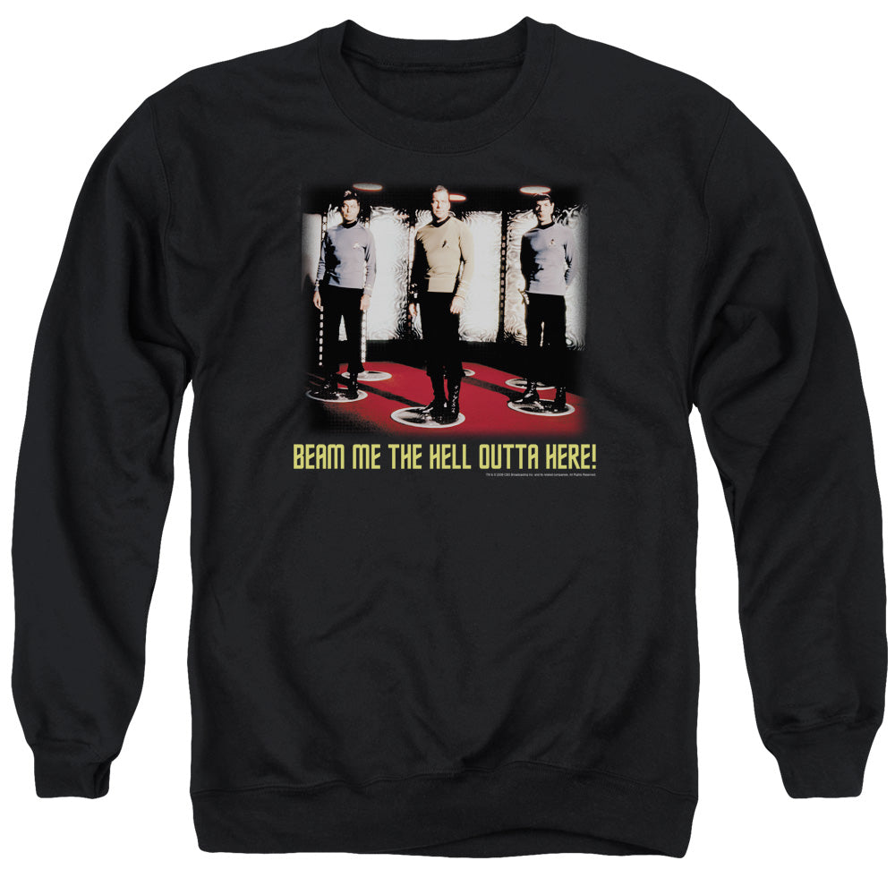 STAR TREK/BEAM ME OUT - ADULT CREWNECK SWEATSHIRT - BLACK