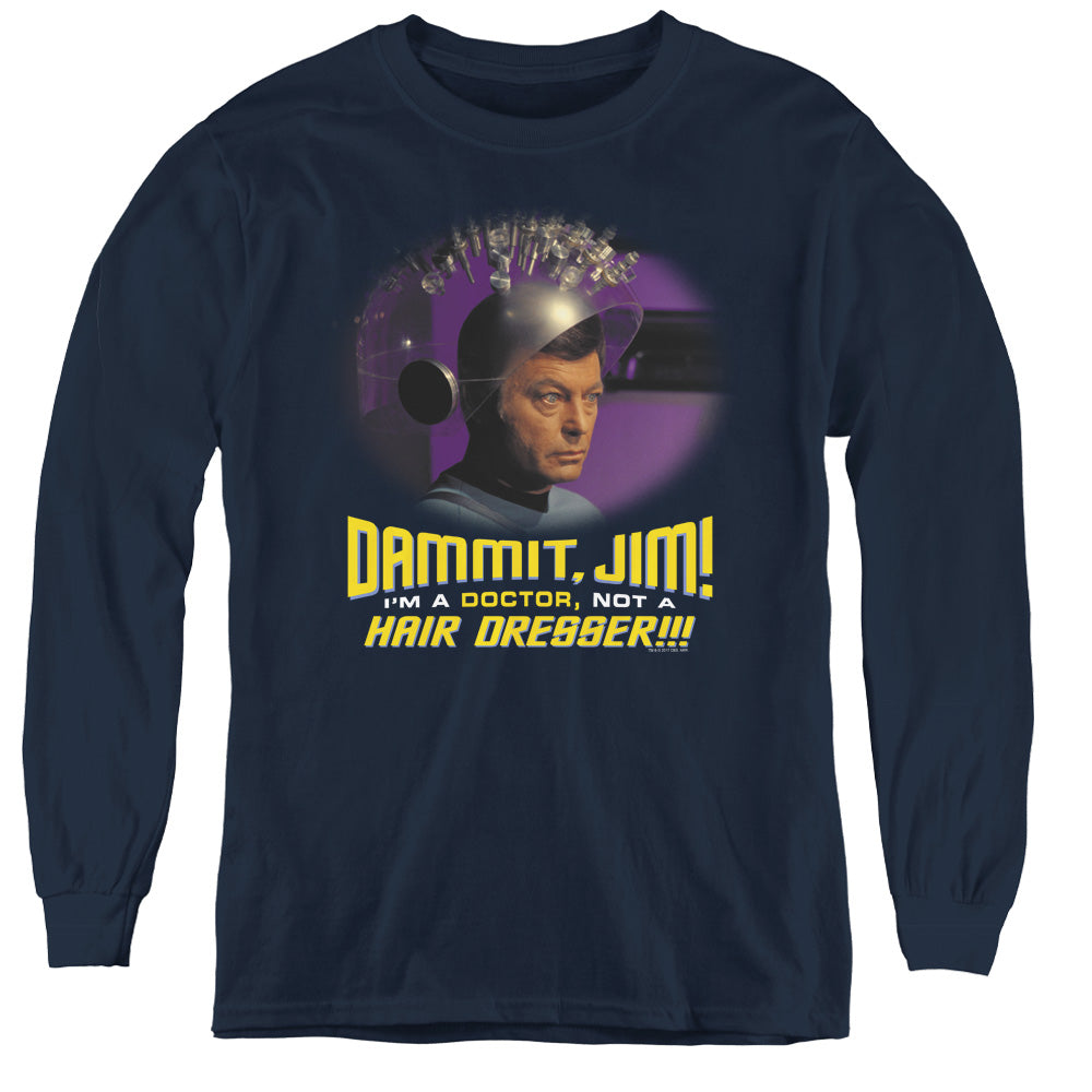 STAR TREK/NOT A HAIR DRESSER - YOUTH LONG SLEEVE TEE - NAVY