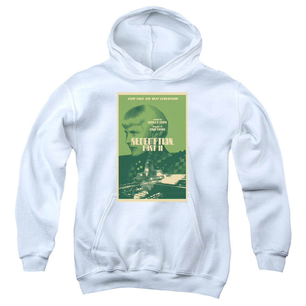 STAR TREK/TNG SEASON 5 EPISODE 1 - YOUTH PULLOVER HOODIE - WHITE