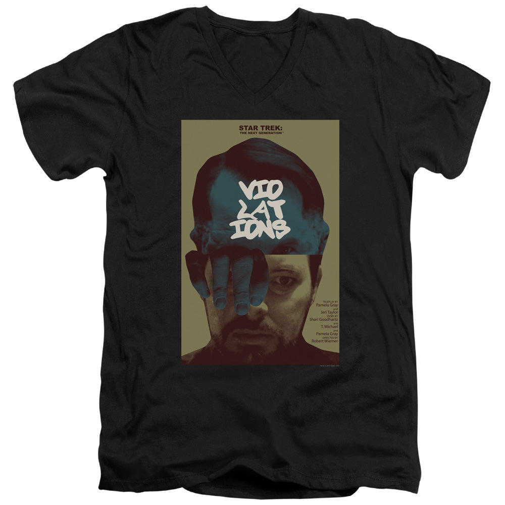 STAR TREK/TNG SEASON 5 EPISODE 12 - S/S ADULT V-NECK 30/1 - BLACK