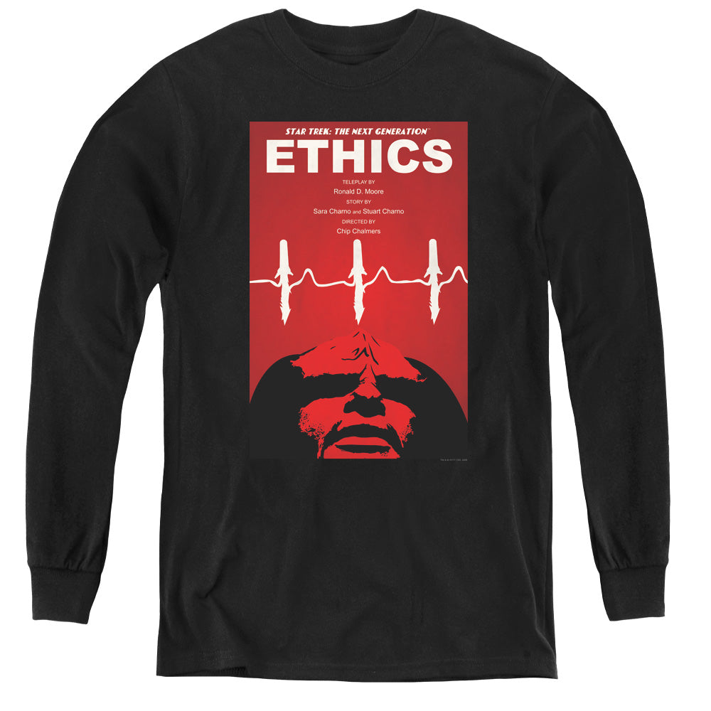 STAR TREK/TNG SEASON 5 EPISODE 16 - YOUTH LONG SLEEVE TEE - BLACK