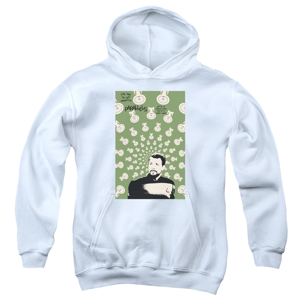 STAR TREK/TNG SEASON 7 EPISODE 11 - YOUTH PULLOVER HOODIE - WHITE