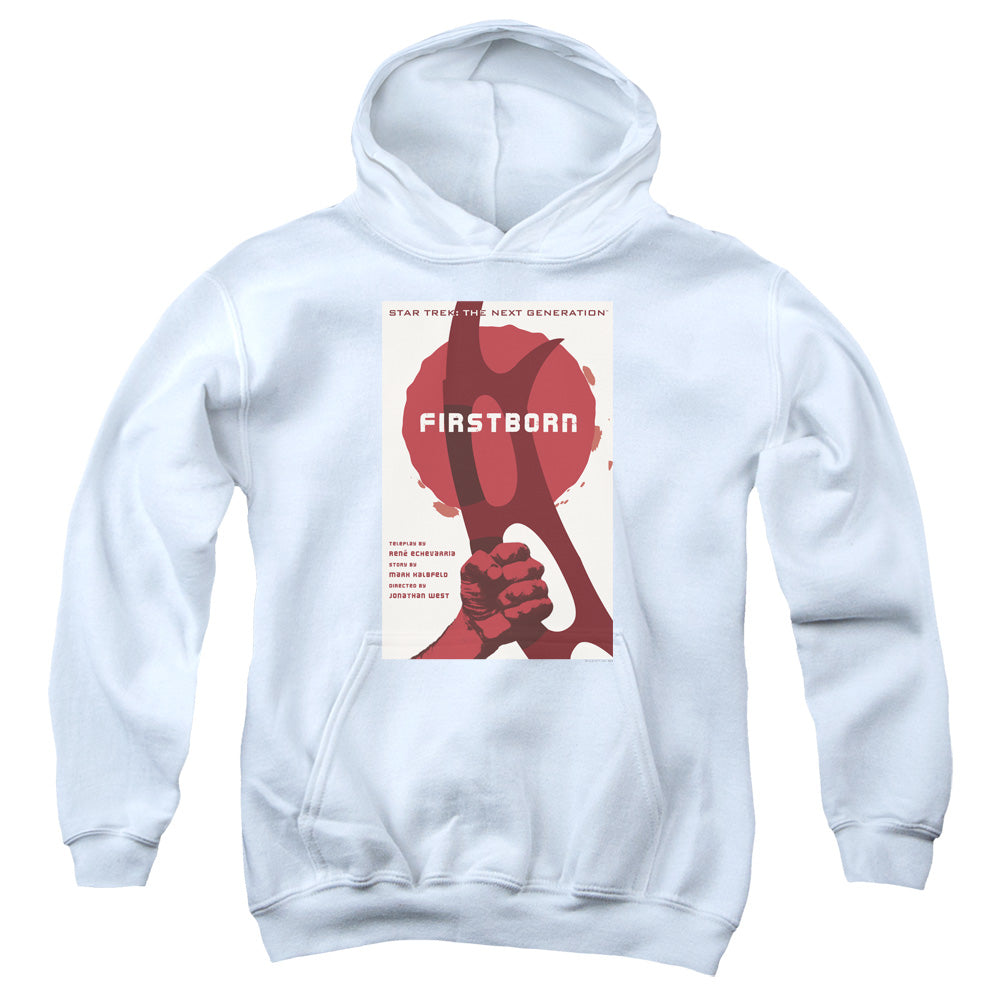 STAR TREK/TNG SEASON 7 EPISODE 21 - YOUTH PULLOVER HOODIE - WHITE