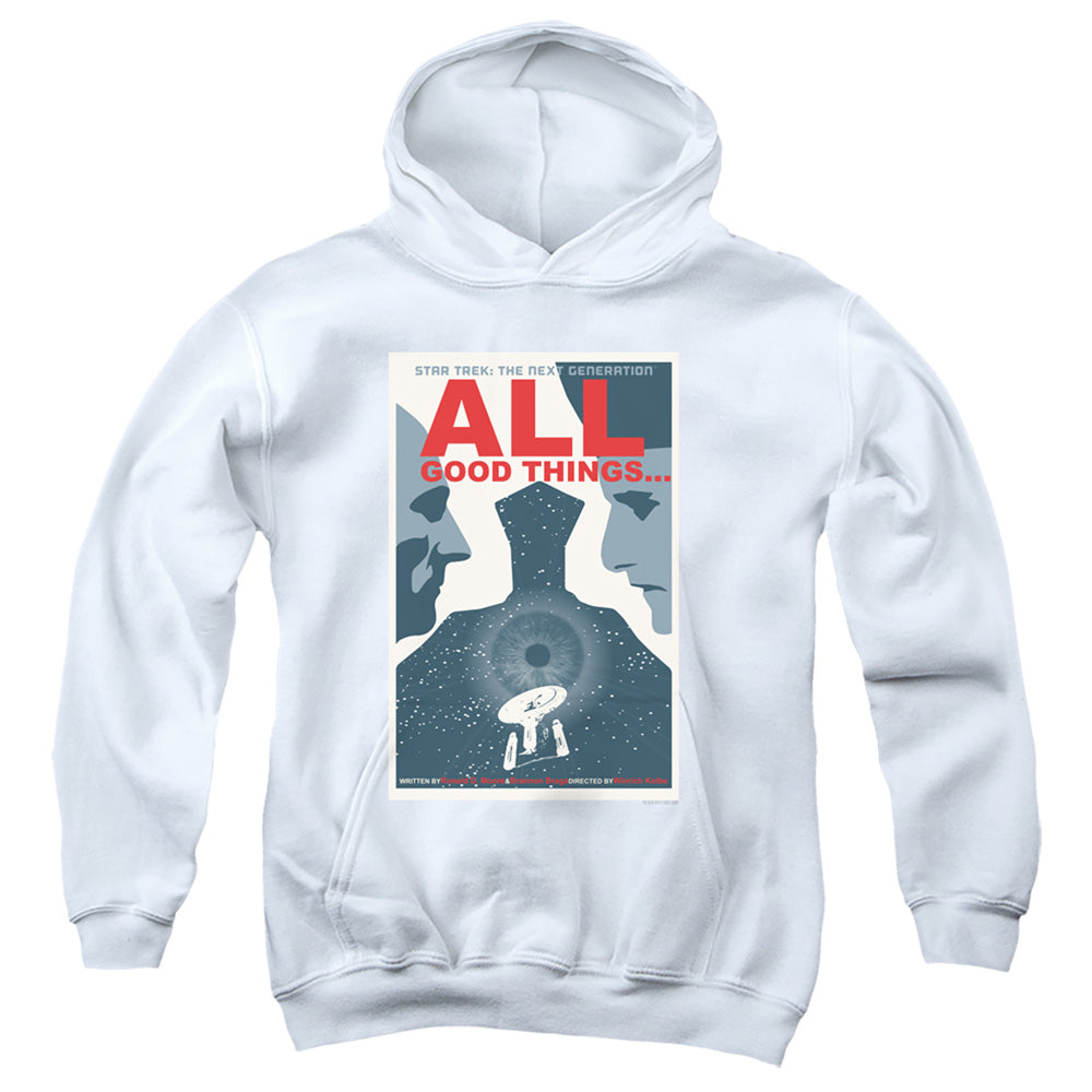 STAR TREK/TNG SEASON 7 EPISODE 25 - YOUTH PULLOVER HOODIE - WHITE