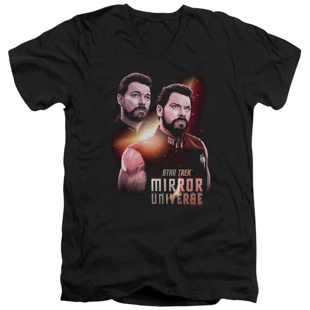STAR TREK/MIRROR RIKER - S/S ADULT V-NECK 30/1 - BLACK