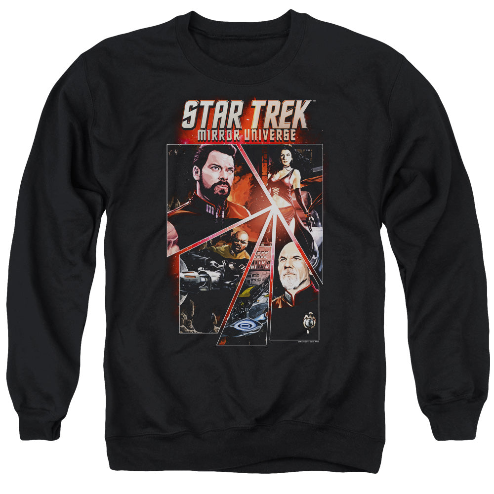 STAR TREK/PANELS - ADULT CREWNECK SWEATSHIRT - BLACK