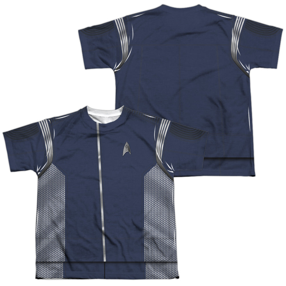 STAR TREK DISCOVERY/SCIENCE UNIFORM (FRONT/BACK PRINT) - S/S YOUTH POLY CREW - MULTI