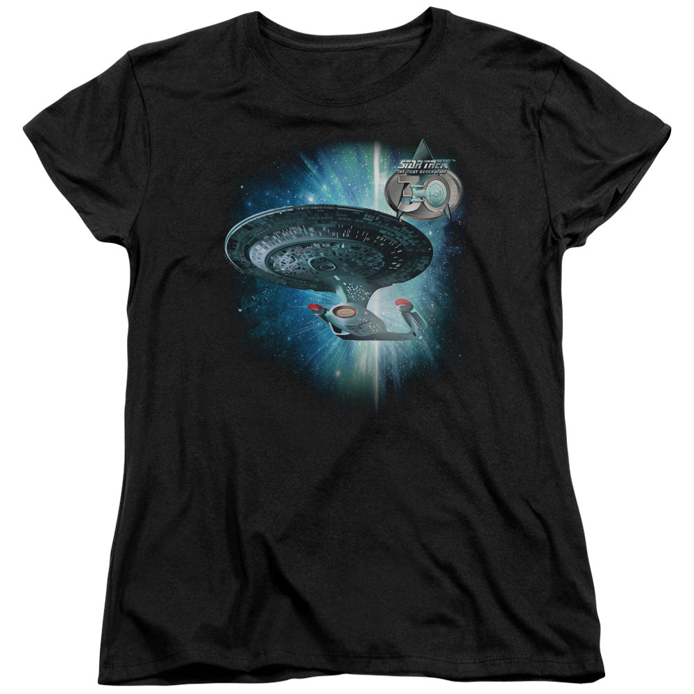 STAR TREK/SHIP 30 - S/S WOMENS TEE - BLACK