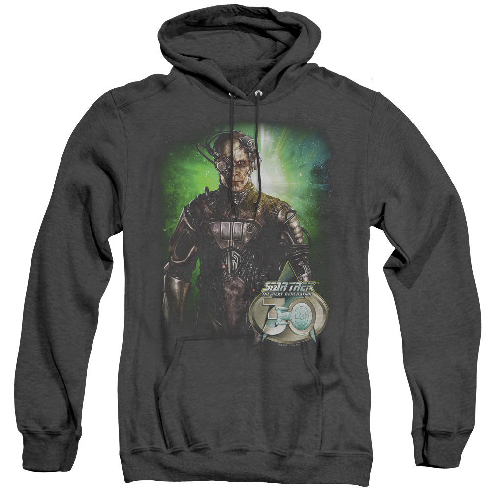STAR TREK/BORG 30 - ADULT HEATHER HOODIE - BLACK