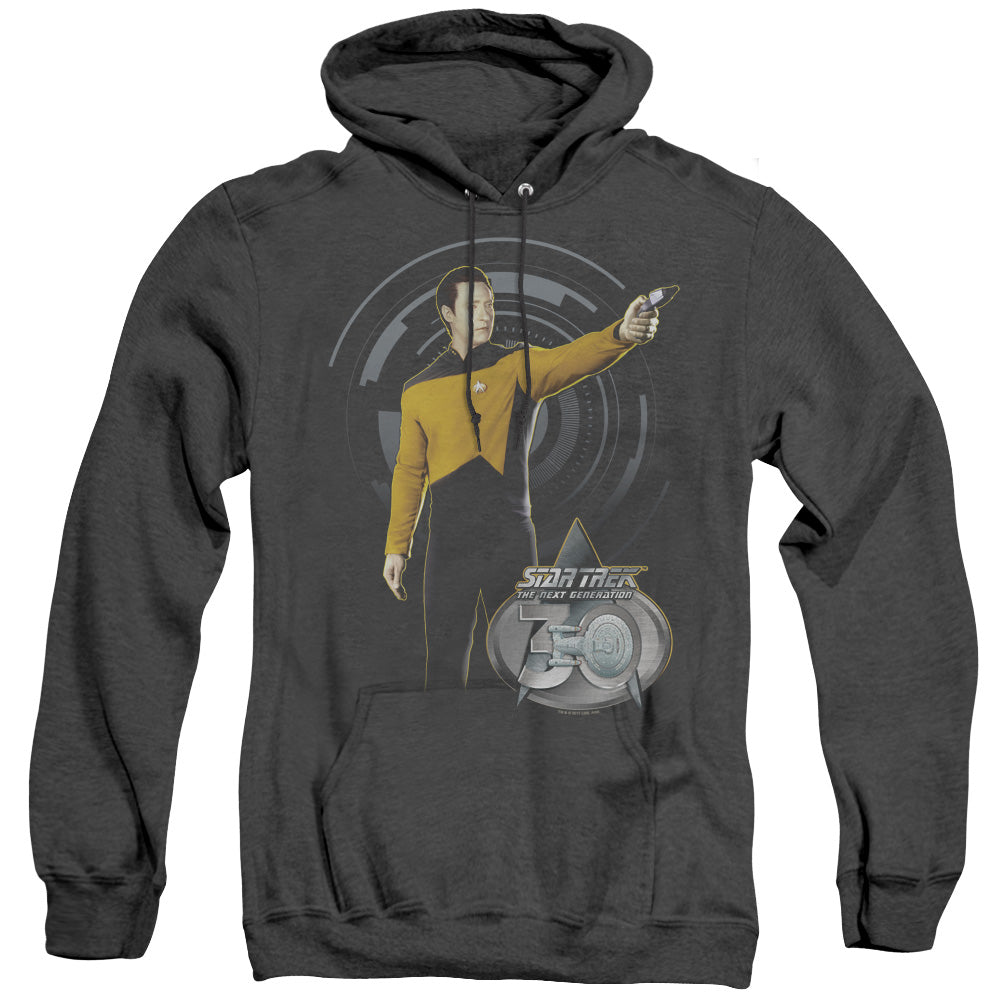 STAR TREK/DATA 30 - ADULT HEATHER HOODIE - BLACK