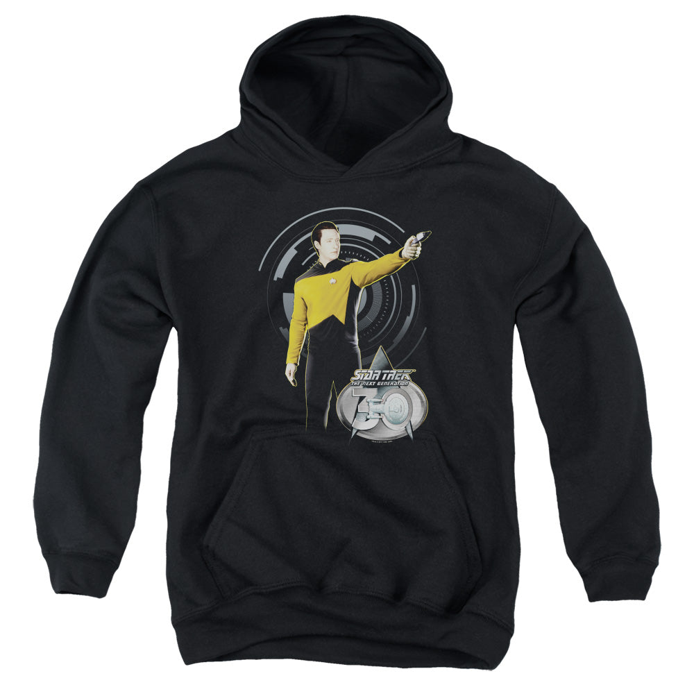 STAR TREK/DATA 30 - YOUTH PULLOVER HOODIE - BLACK
