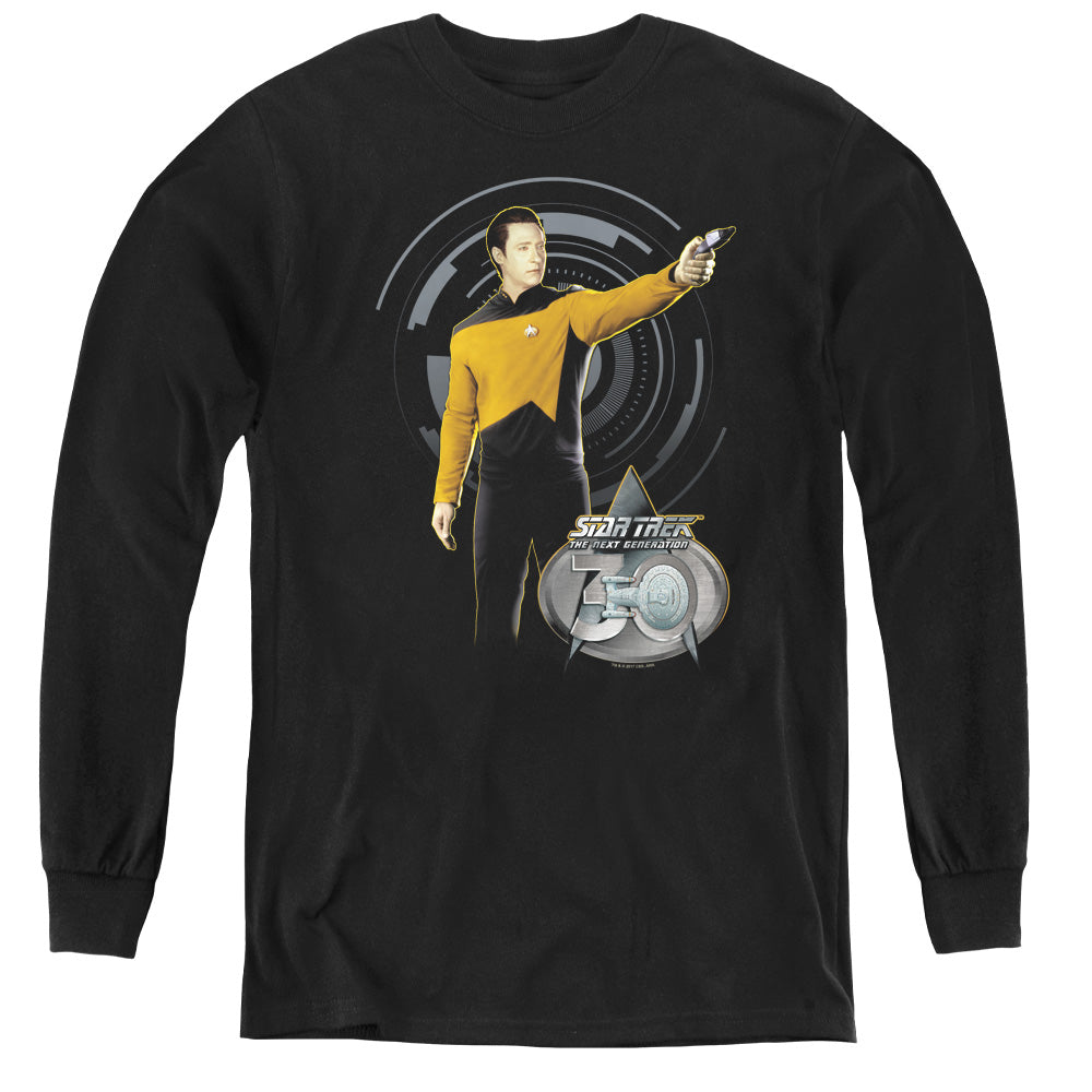 STAR TREK/DATA 30 - YOUTH LONG SLEEVE TEE - BLACK