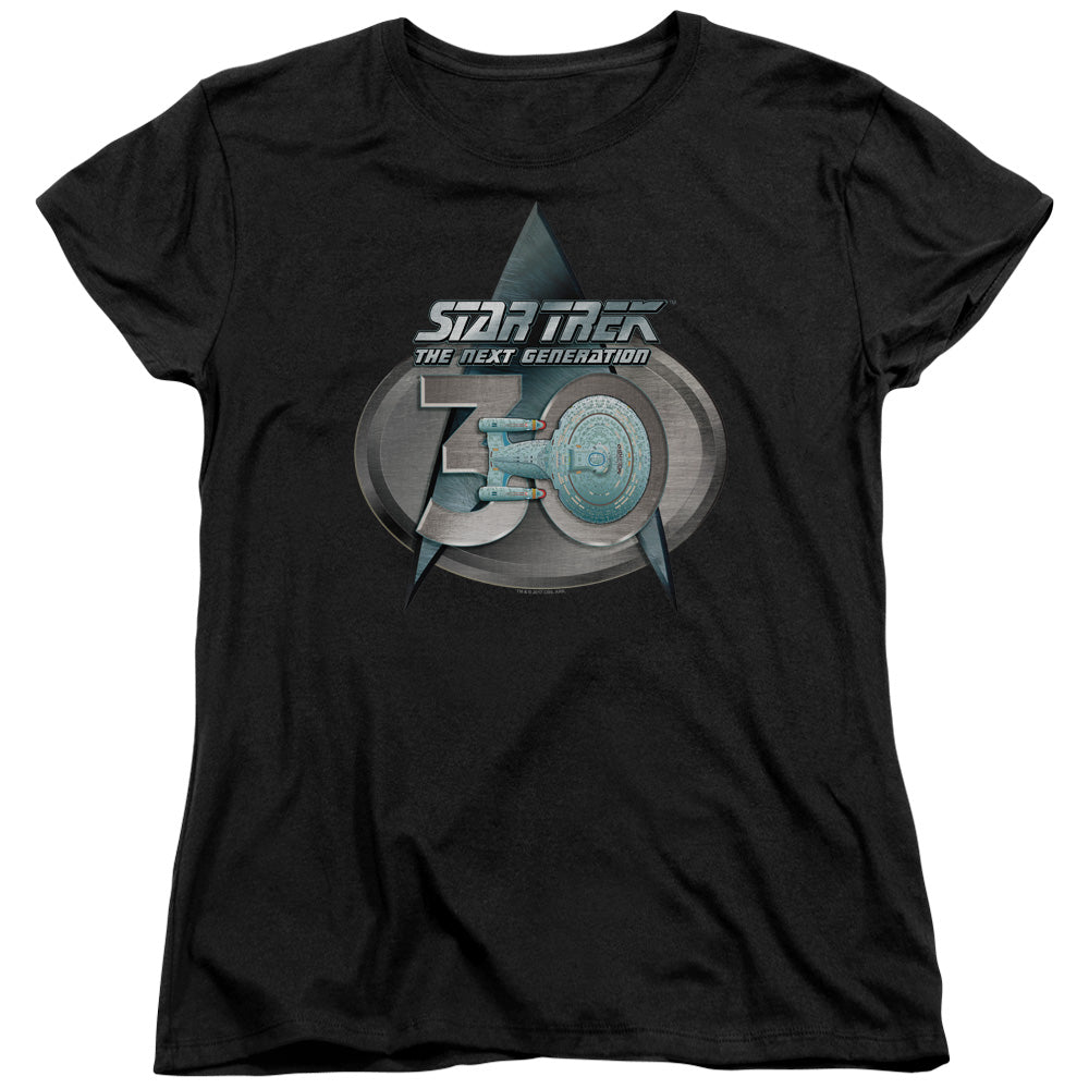 STAR TREK/TNG 30 LOGO - S/S WOMENS TEE - BLACK