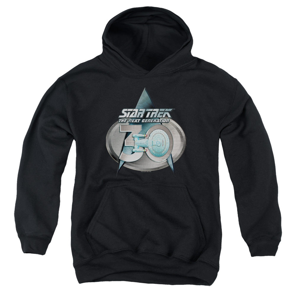 STAR TREK/TNG 30 LOGO - YOUTH PULLOVER HOODIE - BLACK