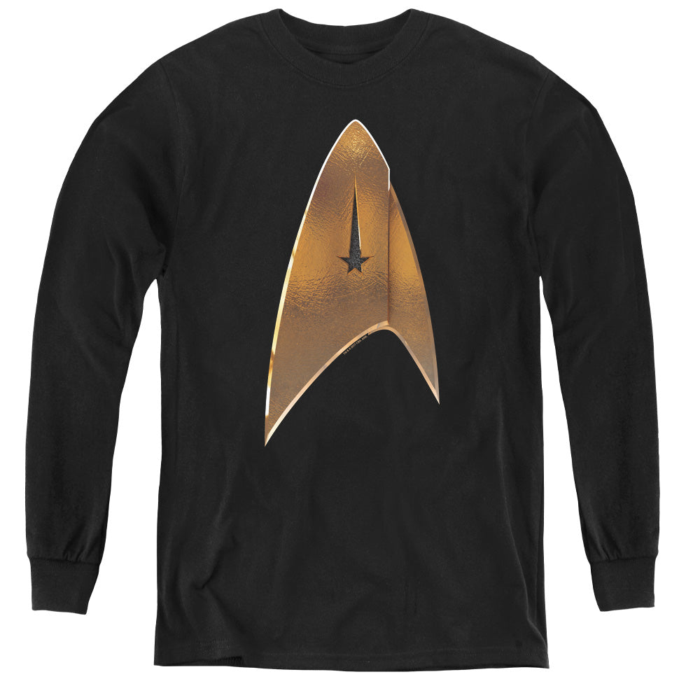 STAR TREK DISCOVERY/COMMAND SHIELD - YOUTH LONG SLEEVE TEE - BLACK