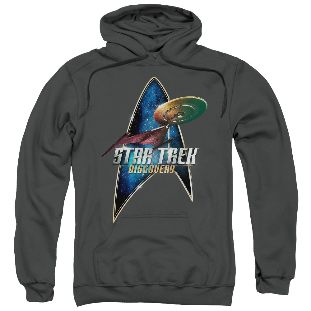 STAR TREK DISCOVERY/DISCOVERY DECO - ADULT PULLOVER HOODIE - CHARCOAL