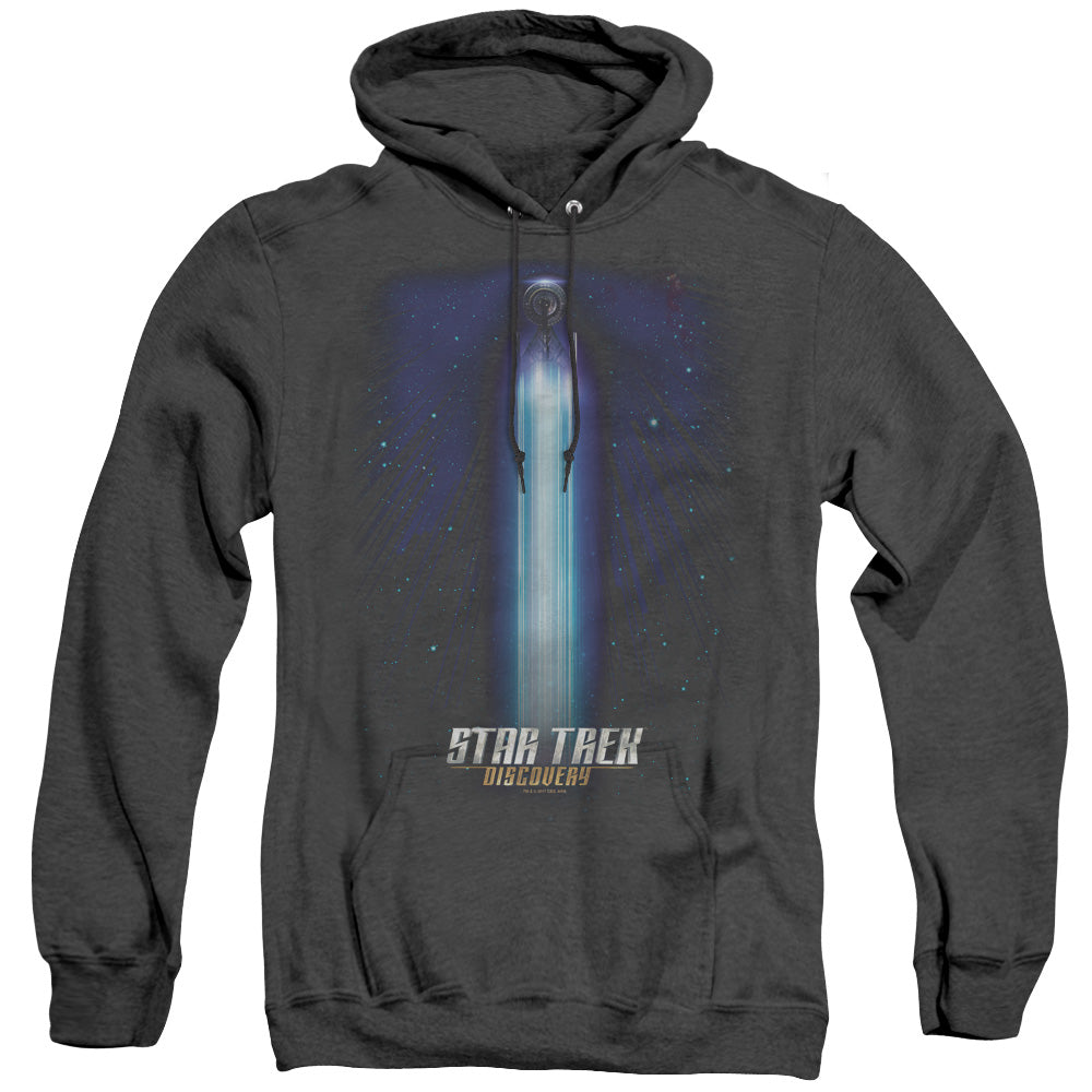 STAR TREK DISCOVERY/BEAMS - ADULT HEATHER HOODIE - BLACK