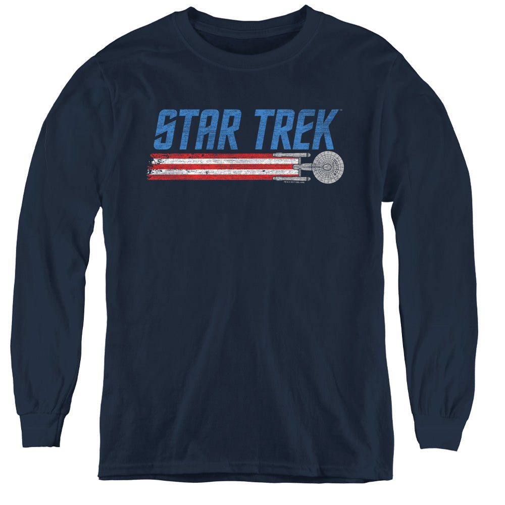 STAR TREK/AMERICANA ENTERPRISE - YOUTH LONG SLEEVE TEE - NAVY