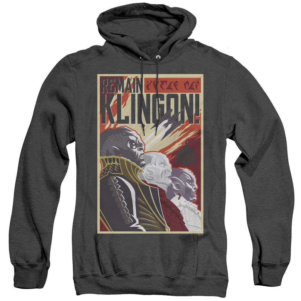 STAR TREK DISCOVERY/REMAIN KLINGSON POSTER - ADULT HEATHER HOODIE - BLACK