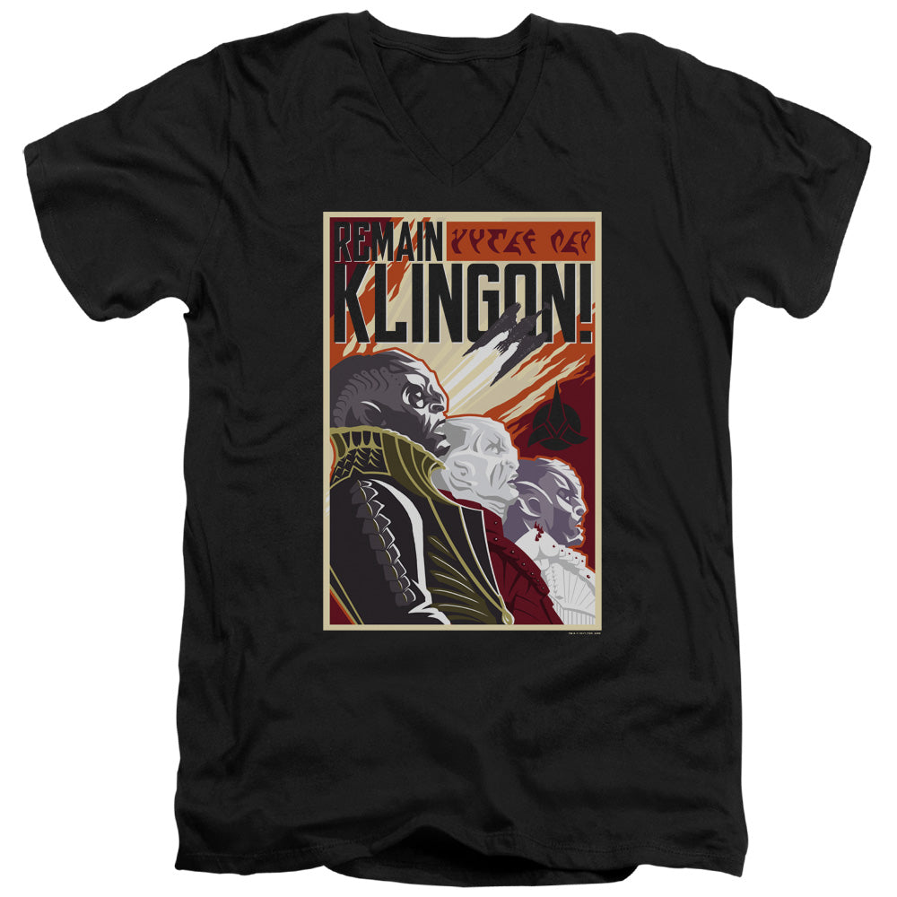STAR TREK DISCOVERY/REMAIN KLINGSON POSTER - S/S ADULT V-NECK 30/1 - BLACK