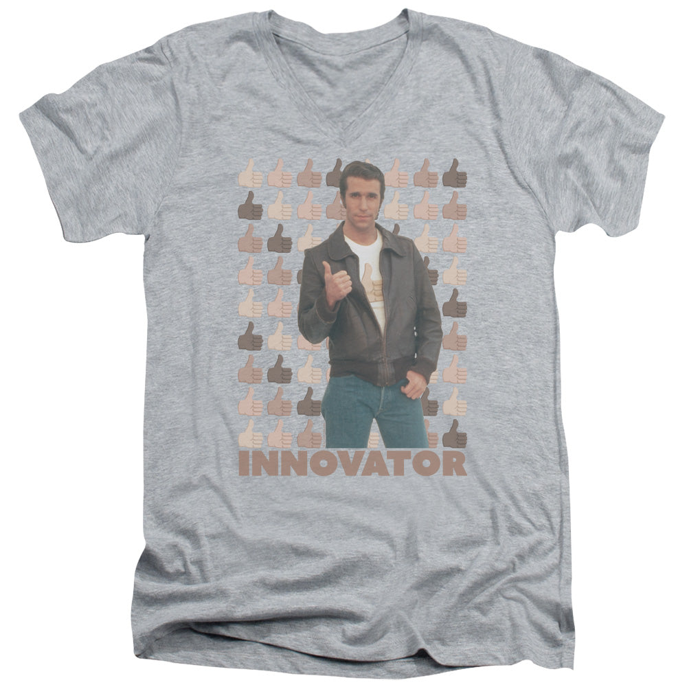 HAPPY DAYS/INNOVATOR - S/S ADULT V-NECK 30/1 - ATHLETIC HEATHER