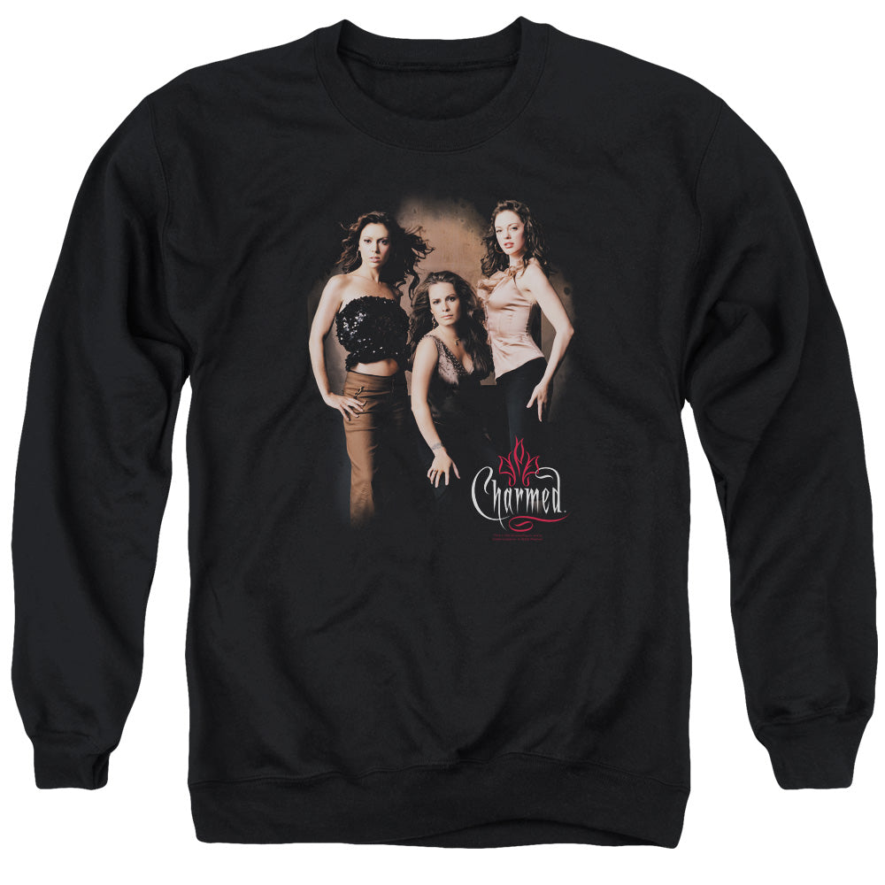CHARMED/THREE HOT WITCHES - ADULT CREWNECK SWEATSHIRT - BLACK
