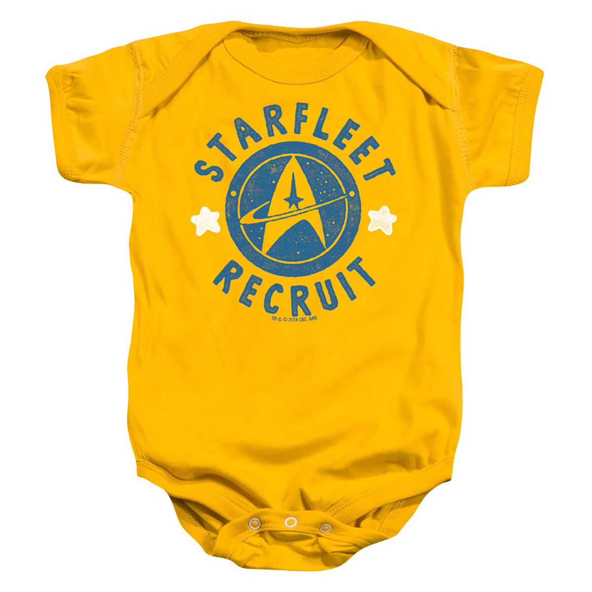 STAR TREK/RECRUIT STAMPED - INFANT SNAPSUIT - GOLD