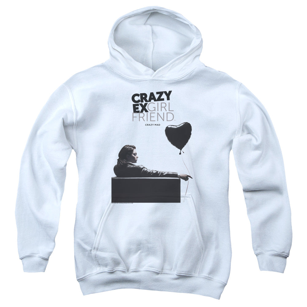 CRAZY EX GIRLFRIEND/CRAZY MAD - YOUTH PULLOVER HOODIE - WHITE